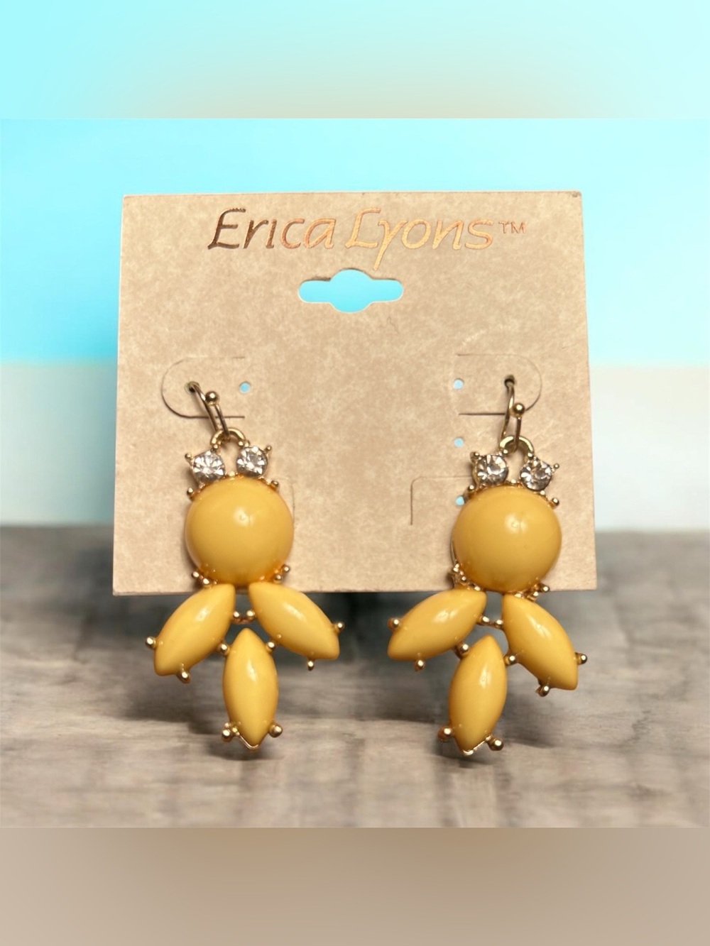 Erica Lyons Yellow Cluster Drop Earrings-NWT